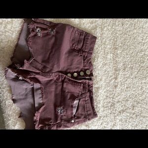 Maroon Jean shorts